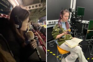 Journalism students Beth Owen and Sienna Mahoney.