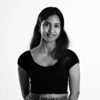 Black and white photo of Remi, a MSc Physiotherapy student