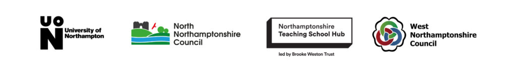 Northamptonshire Schools Conference organisers logos (from left to right: University of Northampton, North Northamptonshire Council, Northamptonshire Teaching School Hub, West Northamptonshire Council)