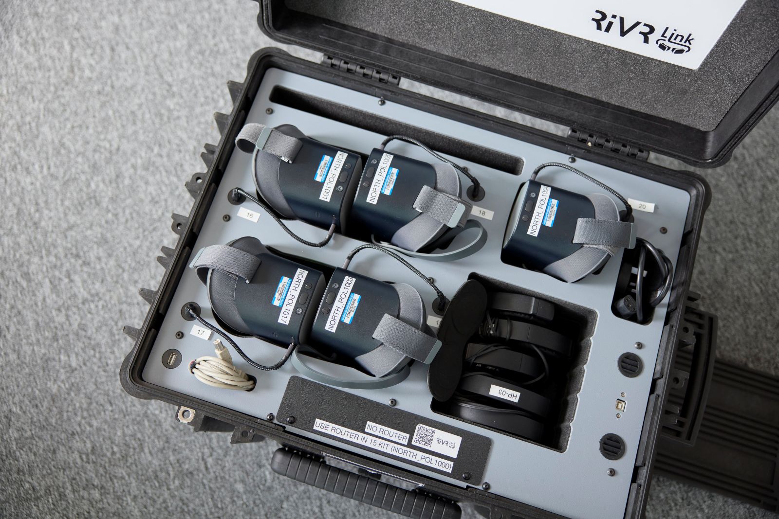 Open box of virtual reality headsets