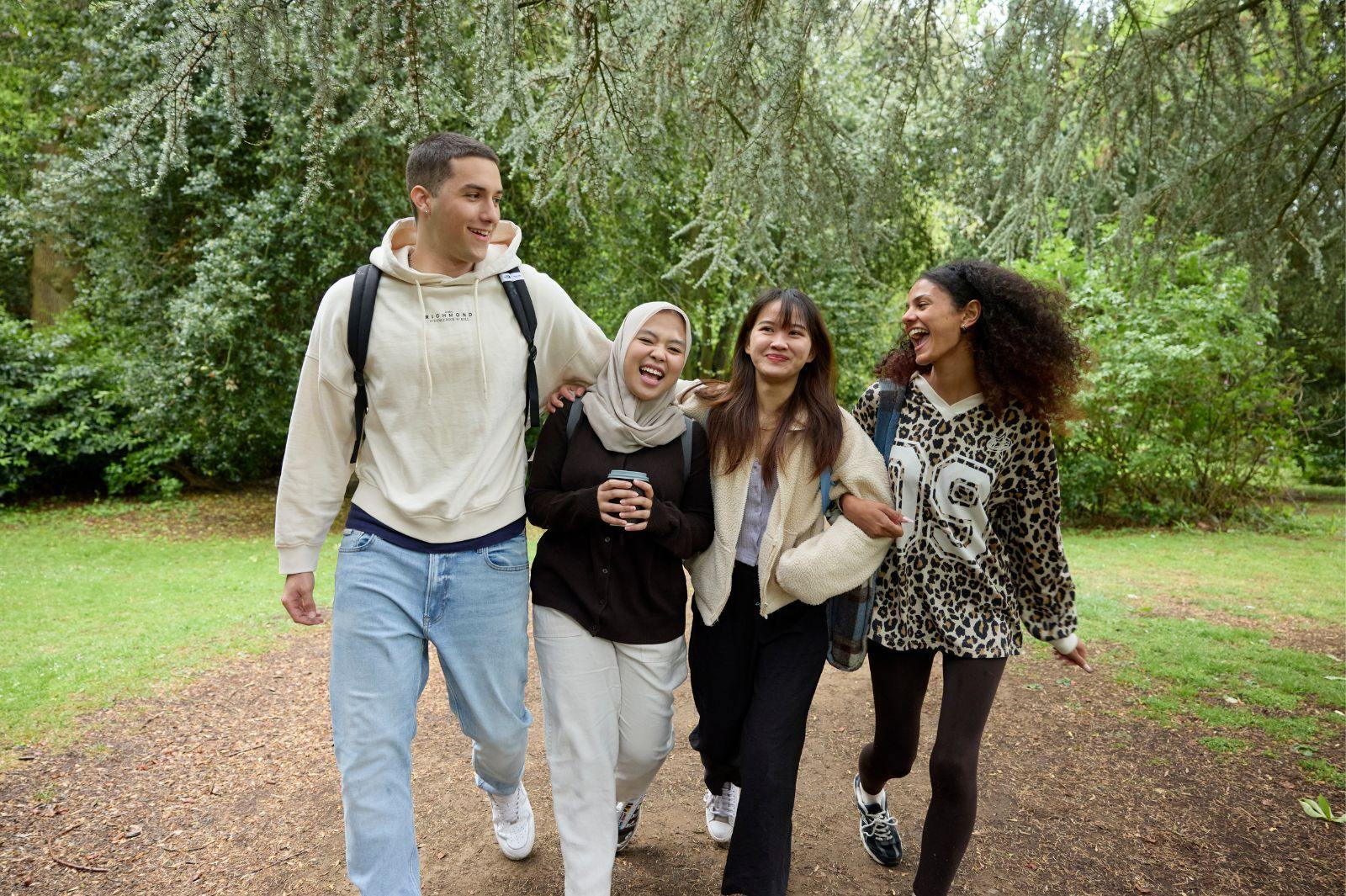 Students walking outside