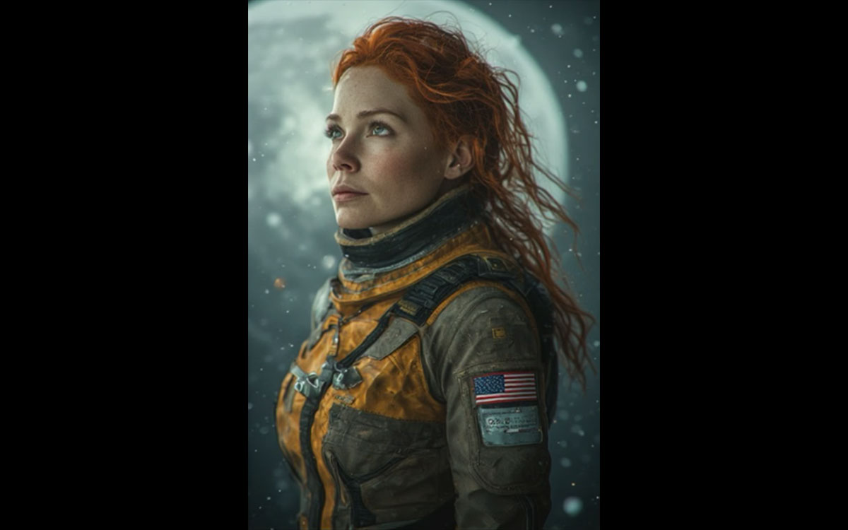 Header featuring an AI-created illustration of a female astronaut