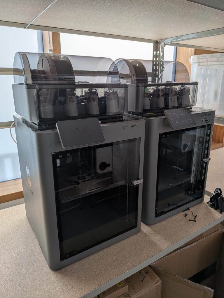 Bambu Labs P2S printers in the HMPSS studios