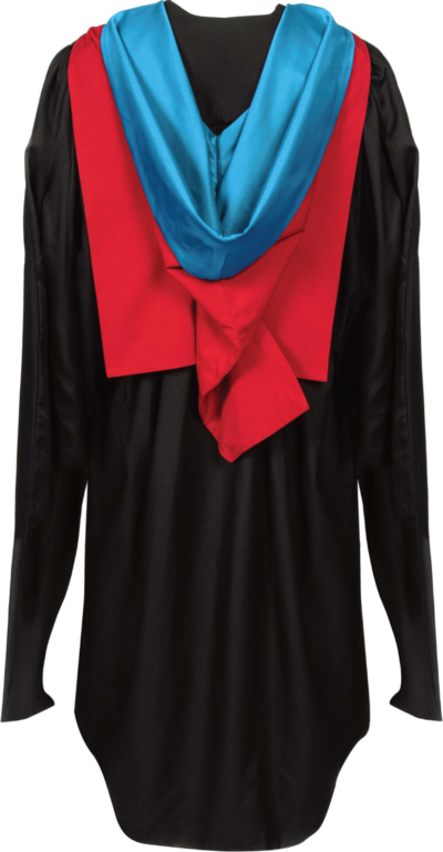 Master of Philosophy graduation gown from the back