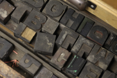 Close-up of movable type