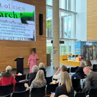Professor Eunice Lumsden is pictured during the Care and Compassion Conference 2024 giving a masterclass about child poverty.