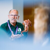 steam-wildlife-snake - during one of the wildlife and ecology talks and demonstrations during STEAM Northants, a man is seen holding a snake.