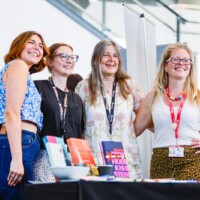 UON's English team are pictured having a photo taken during STEAM Northants 2025.