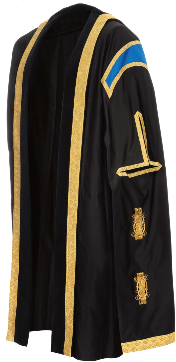 Academic Registrar graduation gown from the front