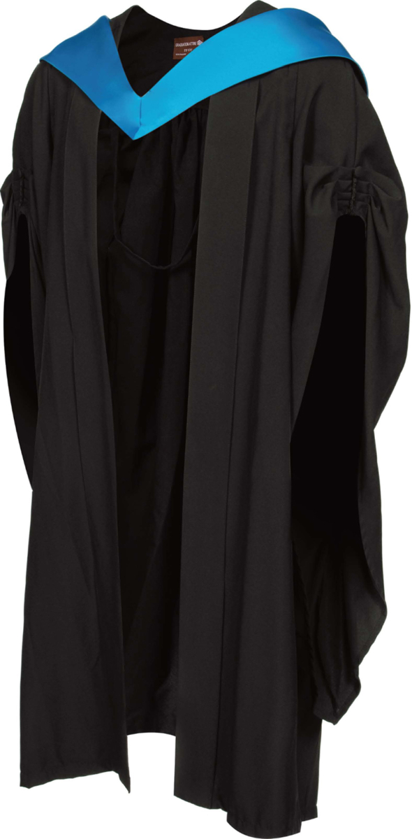 Bachelor of Arts graduation gown from front