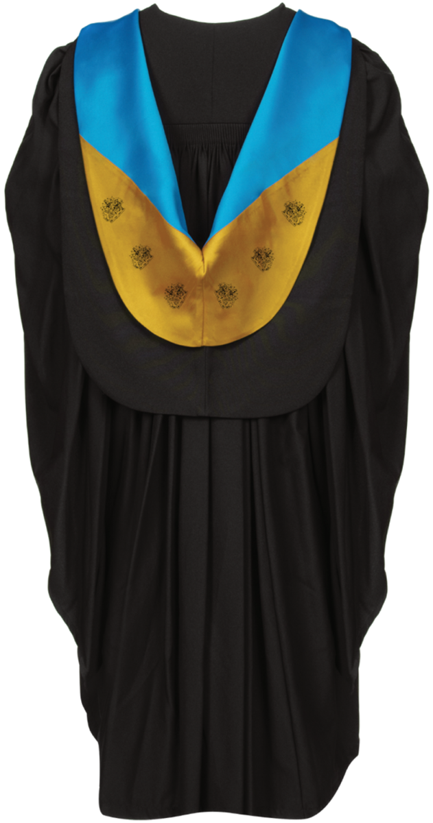 Bachelor of Business Administration graduation gown from back