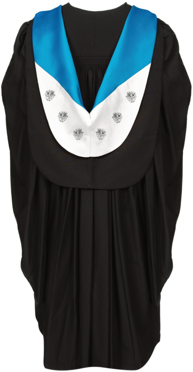 Bachelor of Science graduation gown from back