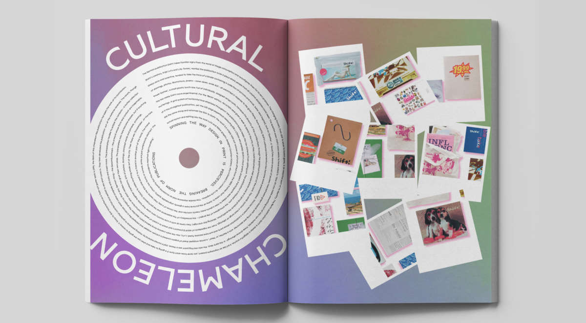 The text reads in a circle such as a DVD disk, with polaroid imagery created by Shift!