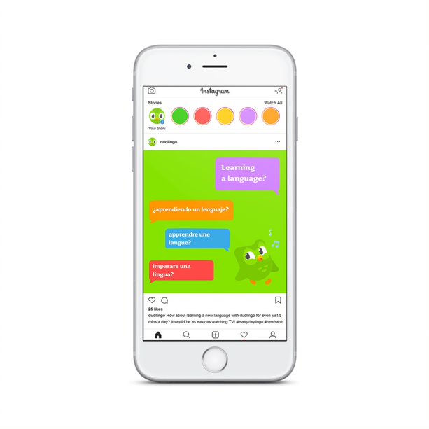 Social media advertising campaign for Duolingo's language app