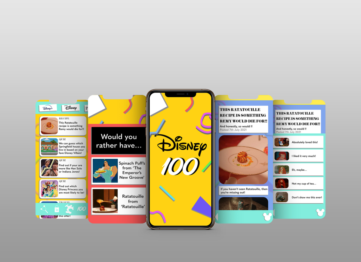A mockup of the Disney 100 App