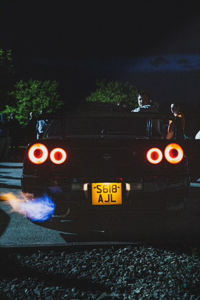 Nissan GT-R Firing flames out the exhaust