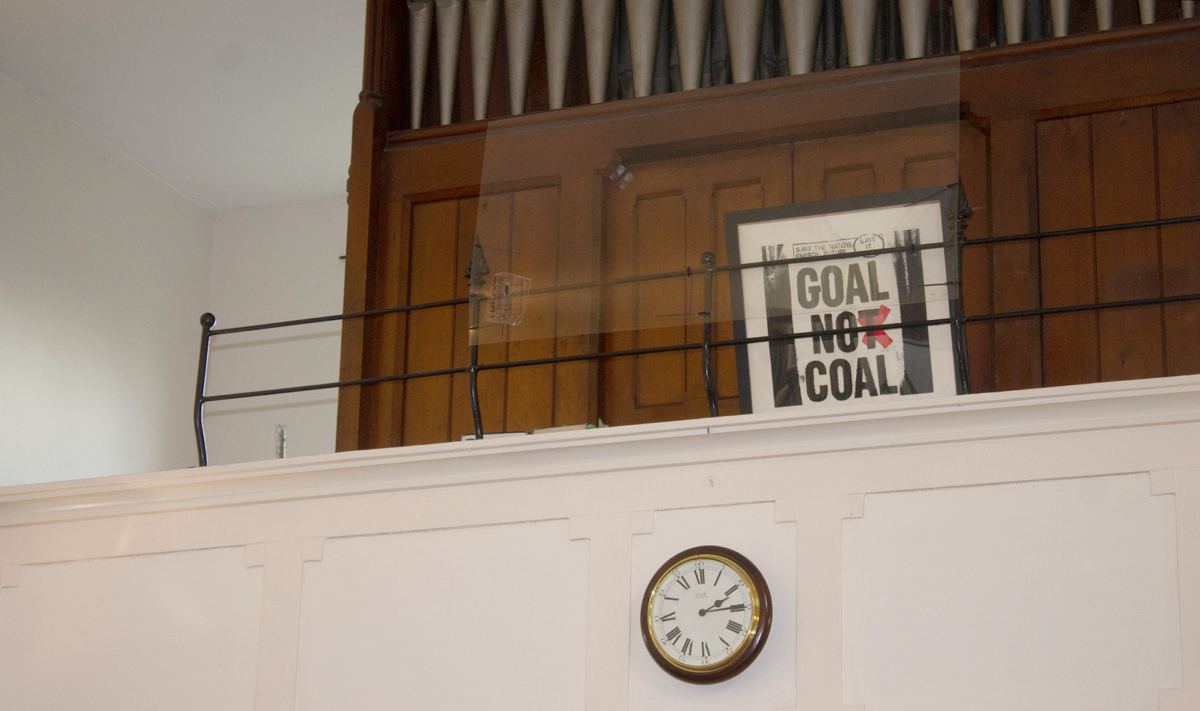 Goal No Coal print on exhibition in Church