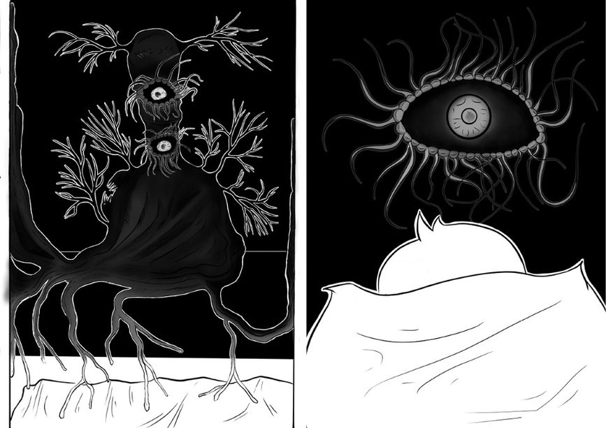 The Dead of the Night comic illustration - confronting the monster