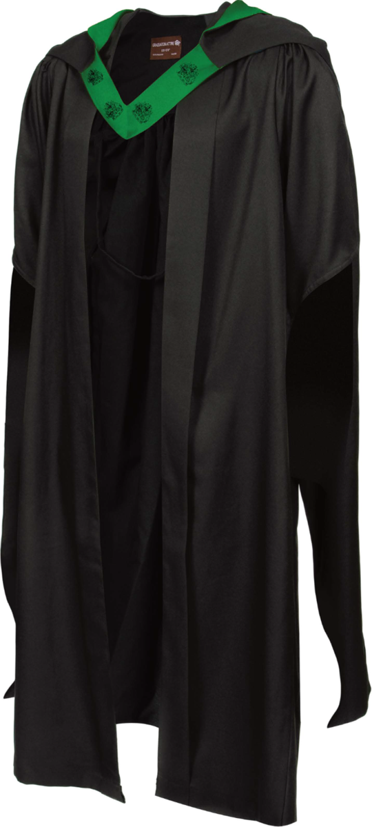 Master of Law graduation gown from the front