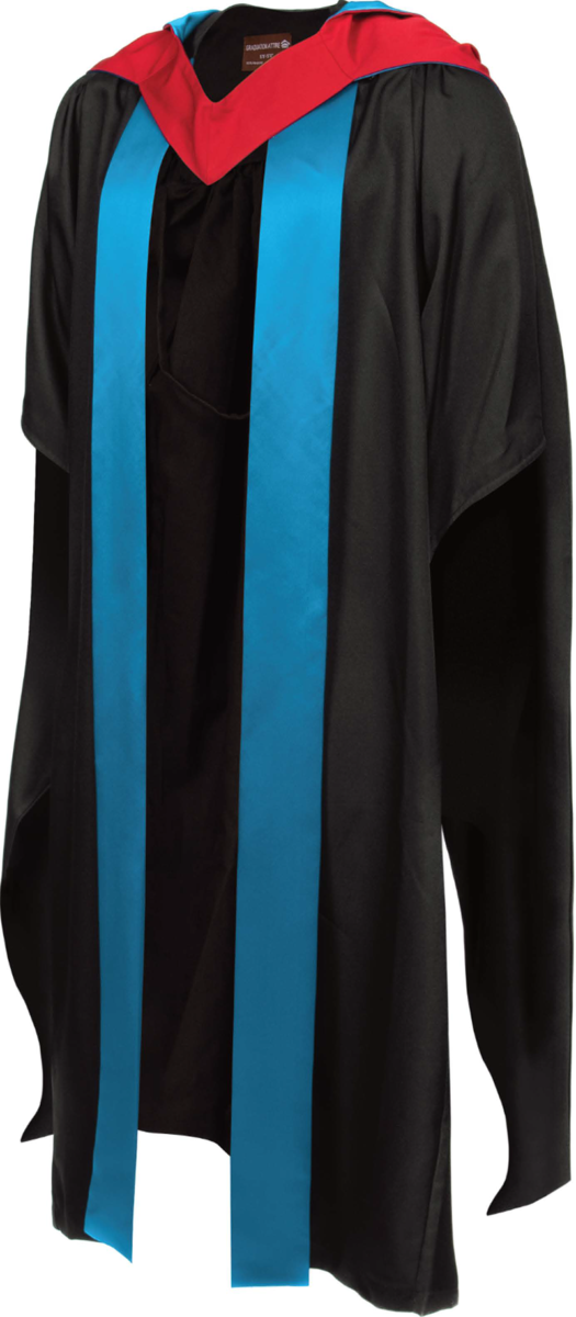 Master of Philosophy graduation gown from the front