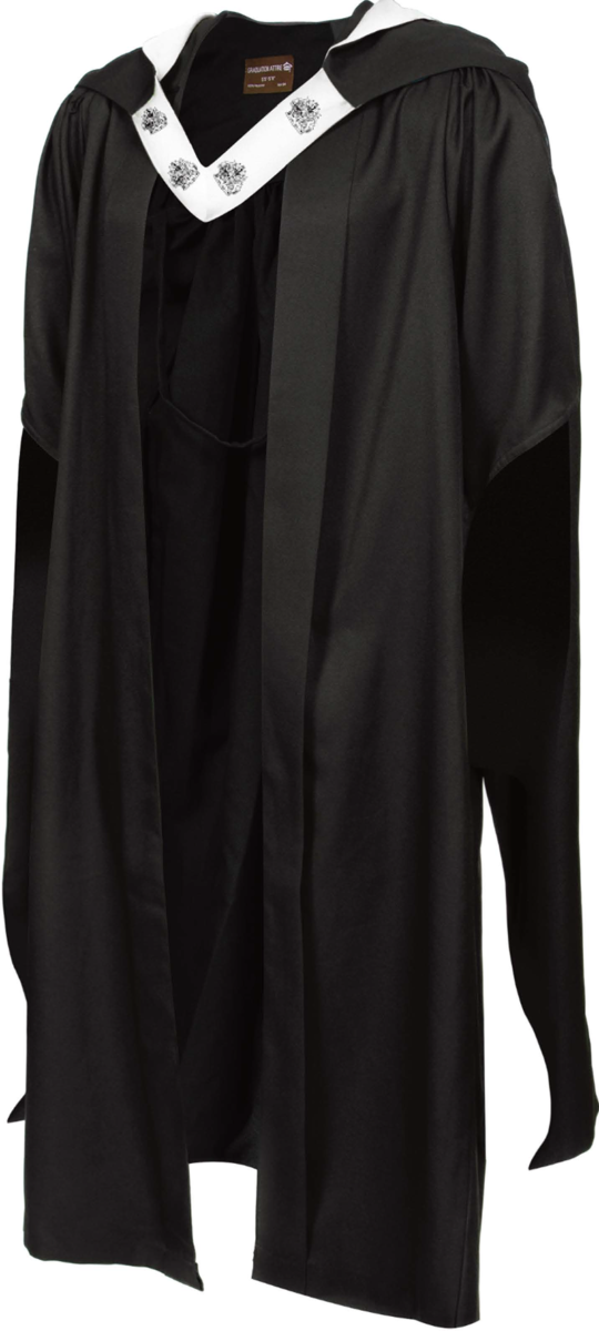 Master of Science graduation gown from the front