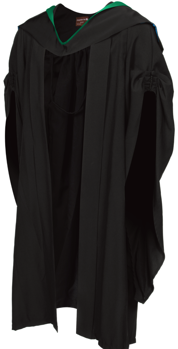 Postgraduate Certificate and Postgraduate Diploma graduation gown from front.