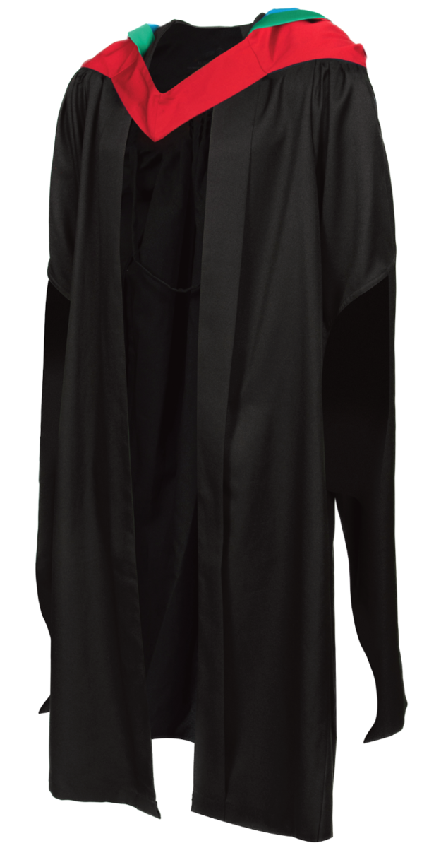 Postgraduate Diploma Research Methods graduation gown from front.