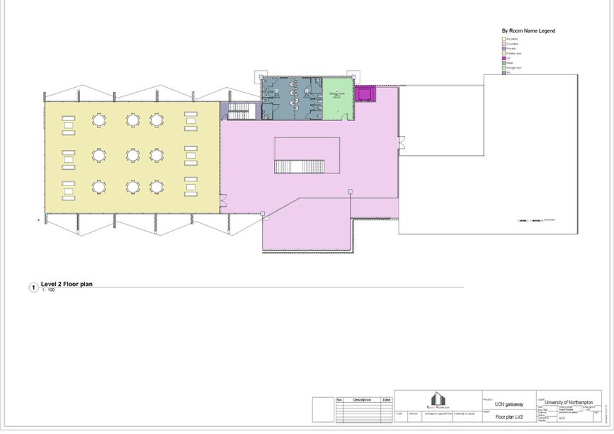 Second floor plan of the proposed University Gateway building at the Waterside Campus UON