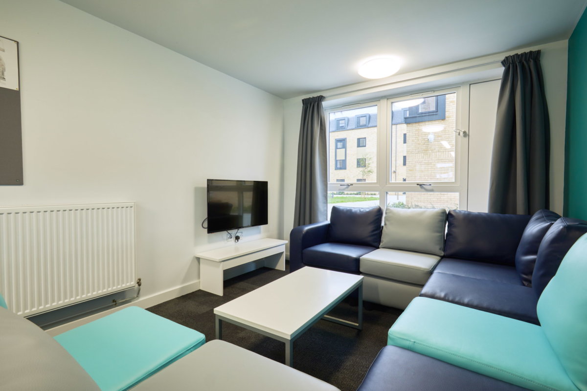 Communal living area in accessible flat in Waterside Halls of Residence