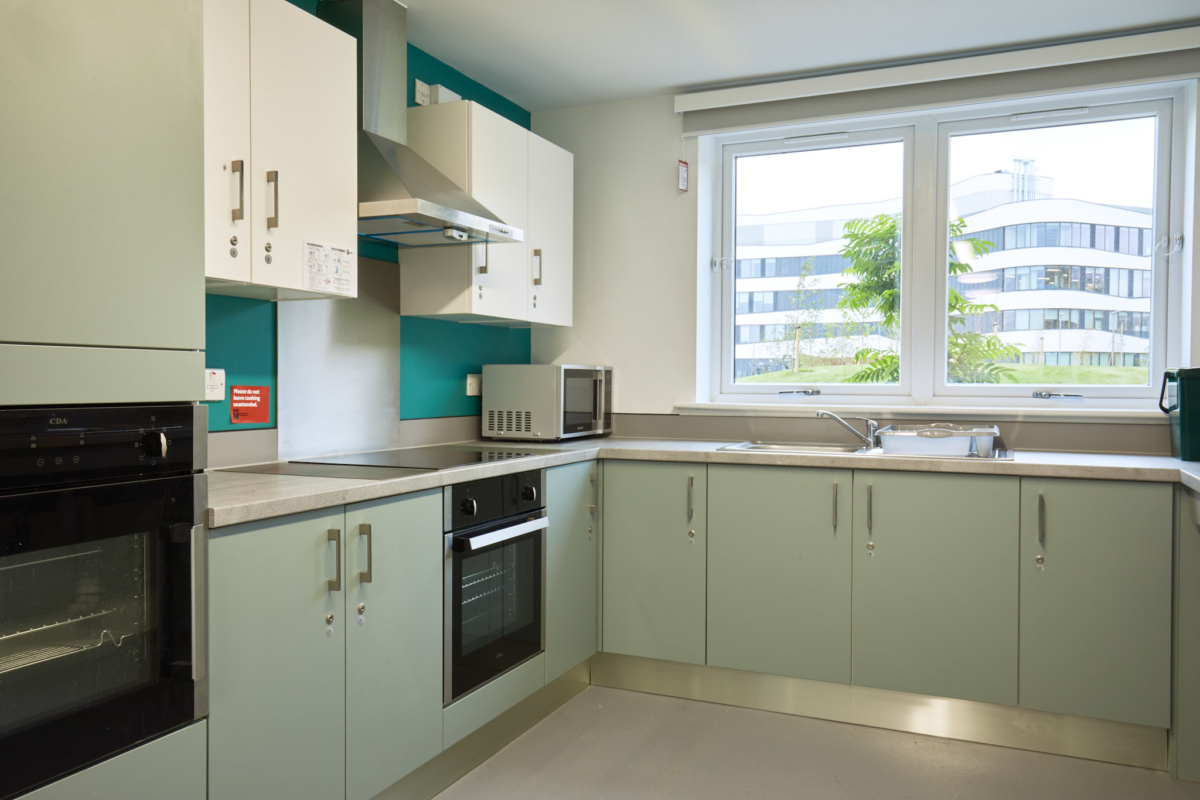 Kitchen in accessible flat on Waterside campus